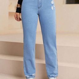 BAESD Women Comfort Relaxed Fit Mid-Rise Low Distress Stretchable Jeans-image-81