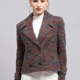 Monte Carlo Women Self-Design Double-Breasted Overcoat-image-31