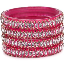 SOMIL Set of 16 Green Alloy Artificial Stones & Beads Bangles-image-78