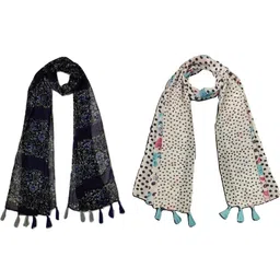 StoleVilla Women's Printed Designer Chiffon Stoles and Scarf (Multicolor) - Pack of 6-image-43