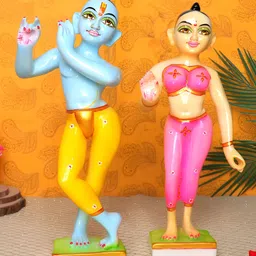 GW CREATIONS Blue & Cream-Coloured Radha Krishna Exquisite Marble Religious Idol Showpiece-image-88