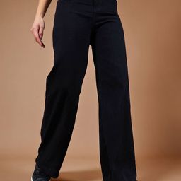 The Roadster Lifestyle Co Women High Rise Clean Look Stretchable Wide Leg Denim Jeans-image-52