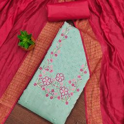 MANVAA Floral Sequinned Embroidered Unstitched Dress Material-picture-34