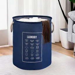 Aura Blue Printed Foldable Laundry Bags With Handle - 60L-15