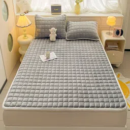 JC HOME Grey 150 TC Queen Bedsheet with 2 Pillow Covers-image-42