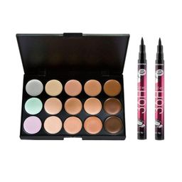 skrynnzer Set Of 2 15 Color Contour Concealer & 2-Pcs 36 H Kajal-44
