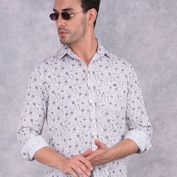 Crimsoune Club Men Smart Spread Collar Floral Printed Cotton Slim Fit Casual Shirt-image-15