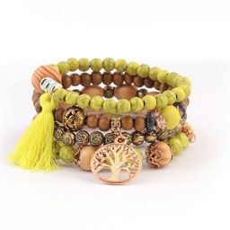 Shining Diva Fashion Set Of 4 Gold-Plated Artificial Stones And Beads Bracelet-image-84