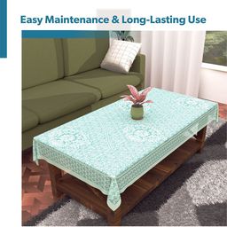 Kuber Industries Blue & White Net Cotton Sofa & Table Cover Combo image 4