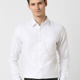 Peter England Elite Men Slim Fit Spread Collar Checked Cotton Formal Shirt-picture-1