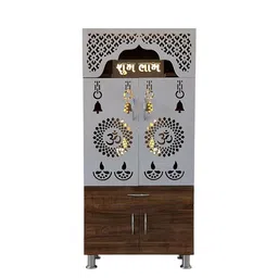 Old Wolf Furniture White Engineered Wood LED Light Home Temple With Door-image-30