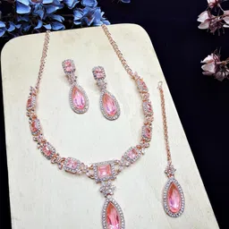 VATSALYA creation Rose Gold-Plated Artificial Stone Studded Jewellery Set-picture-45