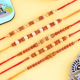 CraftVatika Set Of 5 Rakhis With Fridge Magnet-17