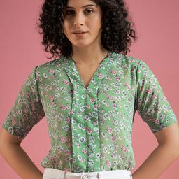 DressBerry Floral Print Georgette Shirt Style Top-image-22