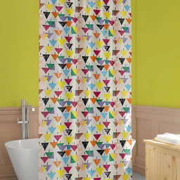 ArtzFolio White and Yellow Geometric Printed Waterproof Shower Curtain-image-34