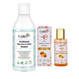 CARET ORGANIC 2Pcs Aloevera & Neem Shampoo - 300 ml& Vitamin C Face Wash Combo- 100 ml-4