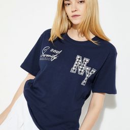 max Women Typography Printed High Neck Applique T-shirt-picture-43