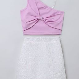 taffykids Girls One Shoulder Top With Skirt-image-57