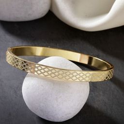 The Roadster Lifestyle Co Men Gold-Plated Kada Bracelet-image-98