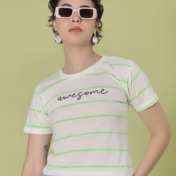 V-Mart Striped Short Sleeves Cotton Crop T-shirt-picture-13