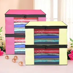 Kuber Industries Cream-Coloured Set of 4 Regular Drawer Organiser Organisers-10