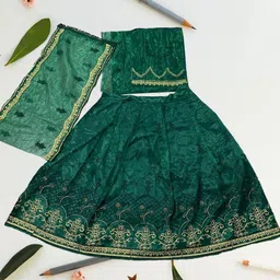 F Plus Fashion Girls Blue Net Semi-Stitched Lehenga Choli-picture-33