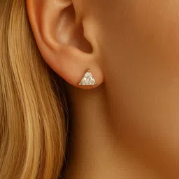 The Jewellery Tale Stainless Steel Silver-Plated Zirconia Studded Triangular Shaped Studs-picture-29