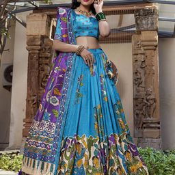 A TO Z CART Printed Ready to Wear Silk Lehenga & Unstitched Blouse With Dupatta image 4