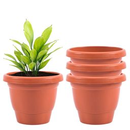 Kuber Industries Orange 4 Pieces Versatile & Sturdy Flower Planters-5