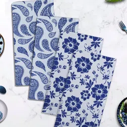HOME COLORS.IN 4-Pcs Navy Blue & White Printed KitchenTowels-image-95