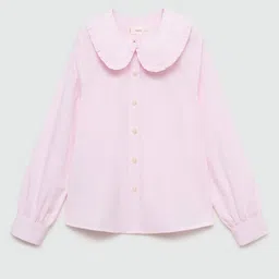 Mango Kids Girls Cotton Peter Pan Collar Shirt Style Top-picture-49