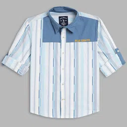 Blue Giraffe Boys Spread Collar Multi Striped Cotton Casual Shirt-picture-50