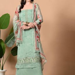 THE WEAVERS SHOP BY RAAVI Printed Organza Unstitched Dress Material-image-36