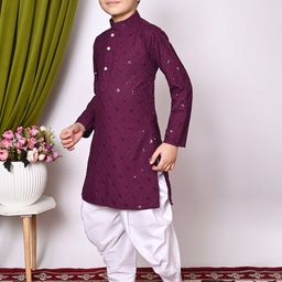 NFC CREATION Boys Embroidered Regular Sequinned Kurta with Patiala image 2
