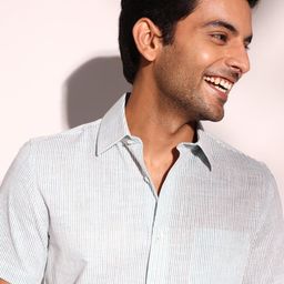Fabindia Men Spread Collar Striped Cotton Slim Fit Casual Shirt-image-84