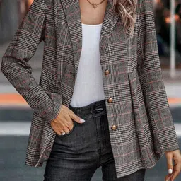 StyleCast x Revolte Women Checked Single-Breasted Overcoat-22