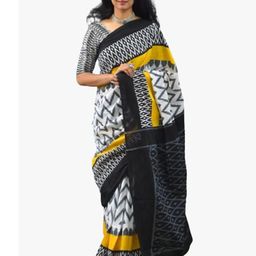 TROPWEAR Ethnic Motifs Block Print Pure Cotton Saree-picture-12