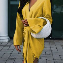 StyleCast V-Neck Flared Sleeves Wrap Mini Dress-image-46