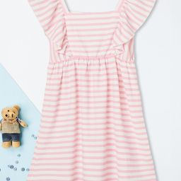max Girls Striped Flutter Sleeve Fit & Flare Dress-13