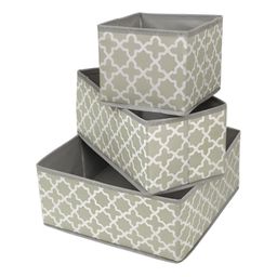 HOKIPO Grey & White 3 Pieces Printed Regular Multi-Utility Organisers-3