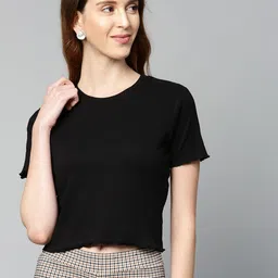 SASSAFRAS Black Crop Ribbed Top-image-26