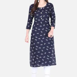Biyu Women Floral Printed Daily Cotton Straight Kurta-50
