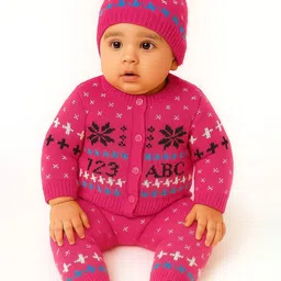 PARYAG Boys Alphanumeric Printed Woollen Cardigan-picture-5