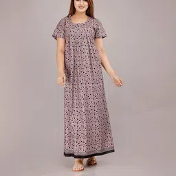 AAKARSHANA CREATION Pink Pure Cotton Printed Maxi Nightdress-picture-41