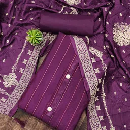 LeeliPeeri Designer Striped Unstitched Dress Material-image-34