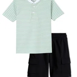 FUNKRAFTS Boys Striped Short Sleeves Pure Cotton T-shirt With Shorts-image-68