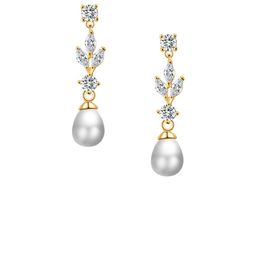 Aurum & You Gold-Plated Crystals Studded Contemporary Drop Earrings-image-88