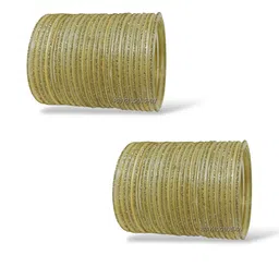 PRIYA KANGAN Set Of 48 Glass Bangles with Glitter Zari Work-picture-35