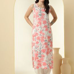 NYPA Floral Printed Round Neck Sleeveless Straight Kurta With Salwar-picture-51