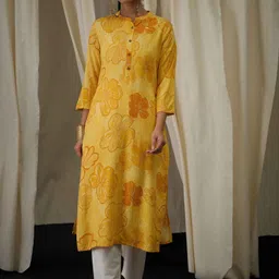Anouk Floral Printed Mandarin Collar Straight Kurta-29